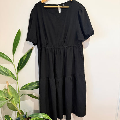 SHEIN Curve Black Tiered Midi Smock Dress Size 3XL