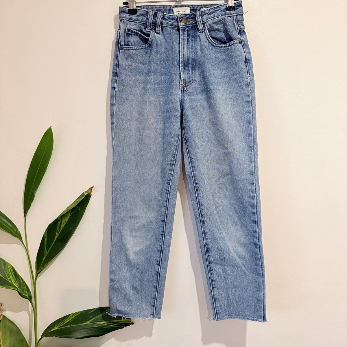 Insight Denim Tina Tapered Mom Jeans Raw Hem Size 24