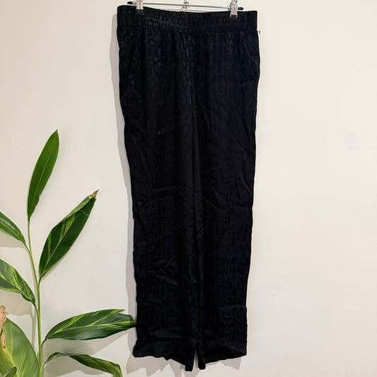 ASOS Design Black Satin Jacquard Wide Leg Pants Size UK 10