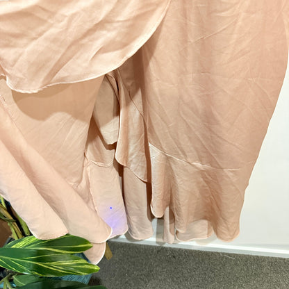 Pagani Blush Satin Ruffle Wrap Midi Dress Size 12