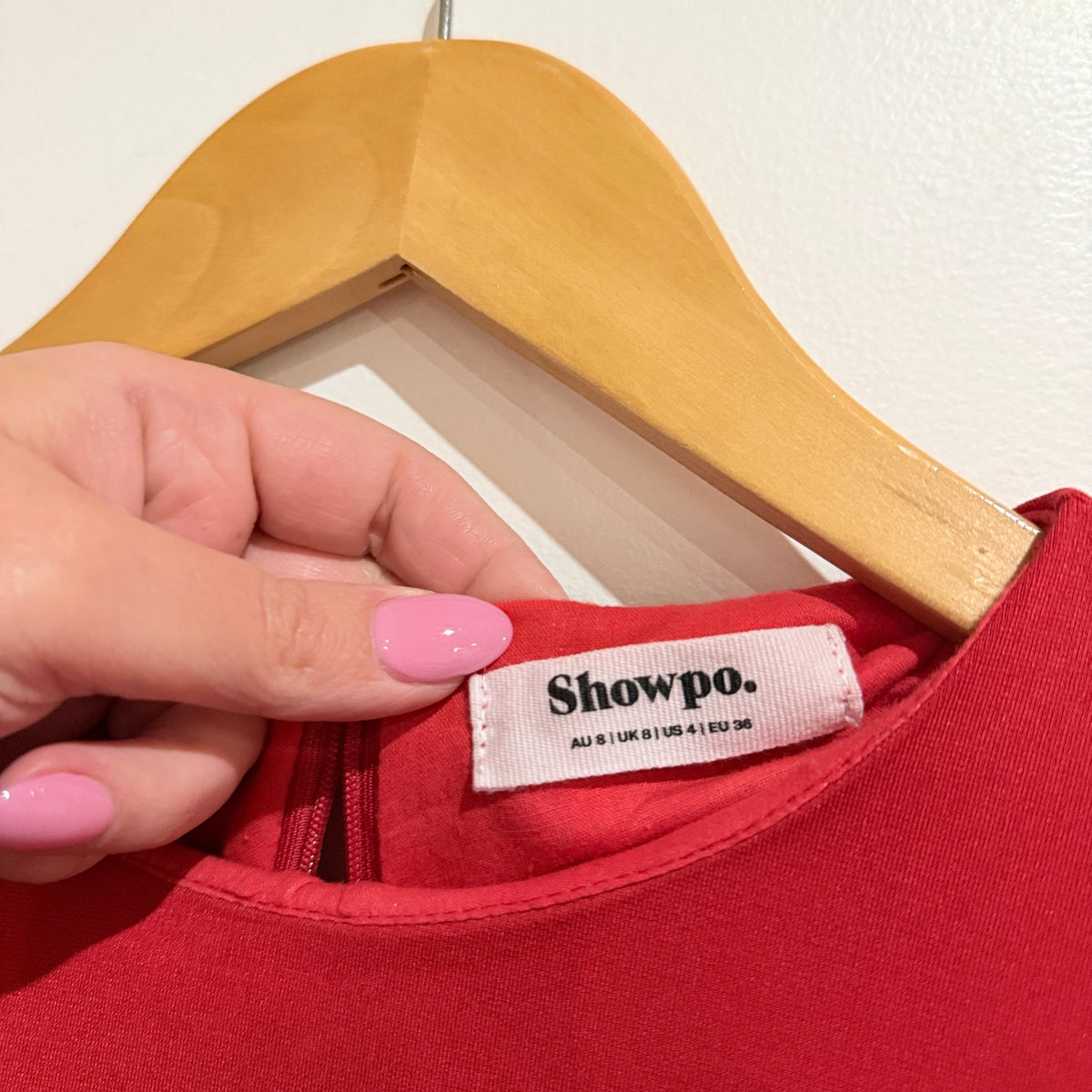 Showpo Red Short Sleeve Elastic Back Mini Dress Size 8