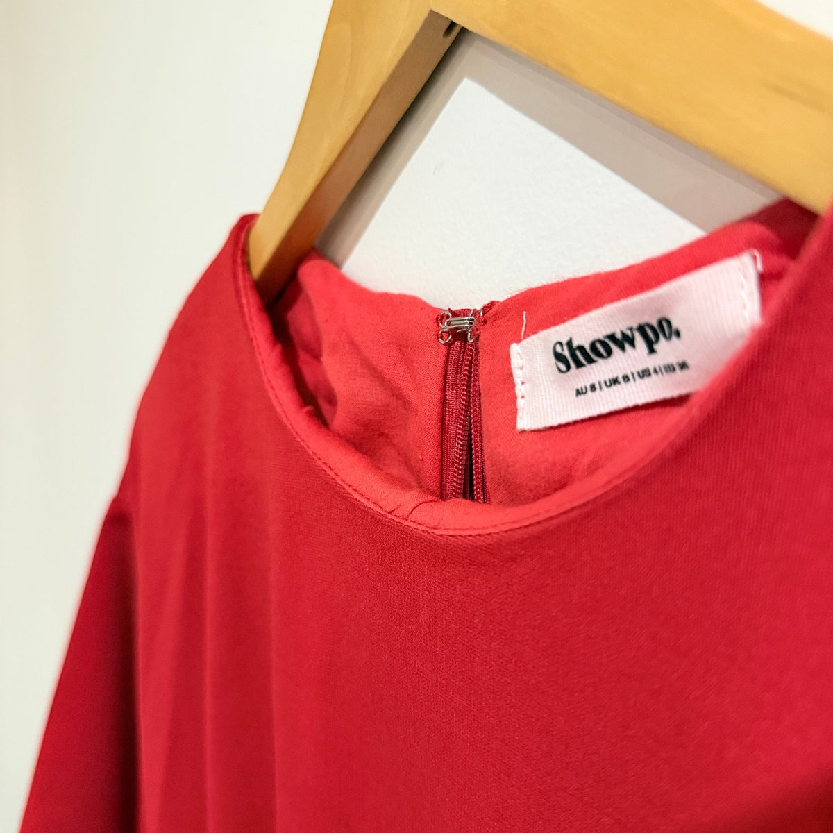 Showpo Red Short Sleeve Elastic Back Mini Dress Size 8