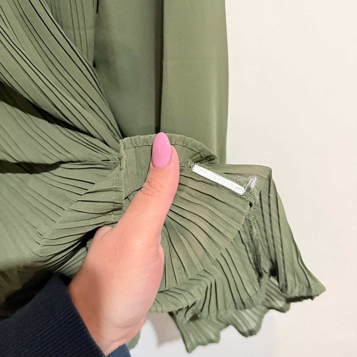 Together Olive Embroidered Yoke Pleated Blouse Size 42 (47cm u/arm)