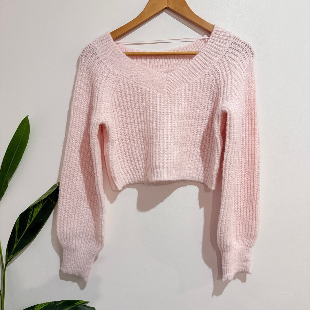 Cotton On Body Pale Pink Rib Knit Off Shoulder Crop Jumper Size S