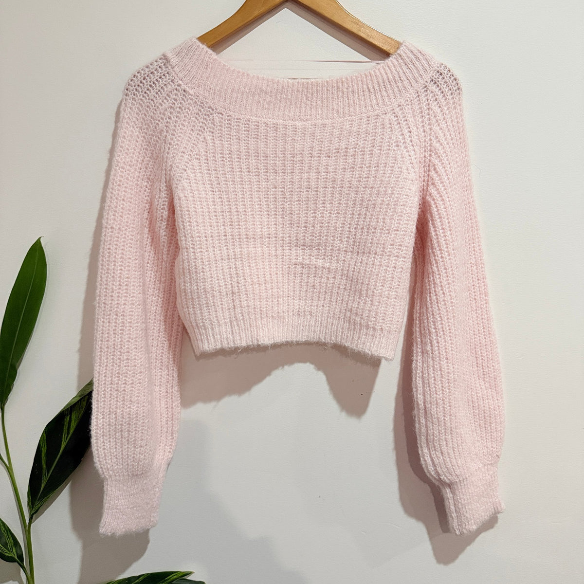 Cotton On Body Pale Pink Rib Knit Off Shoulder Crop Jumper Size S