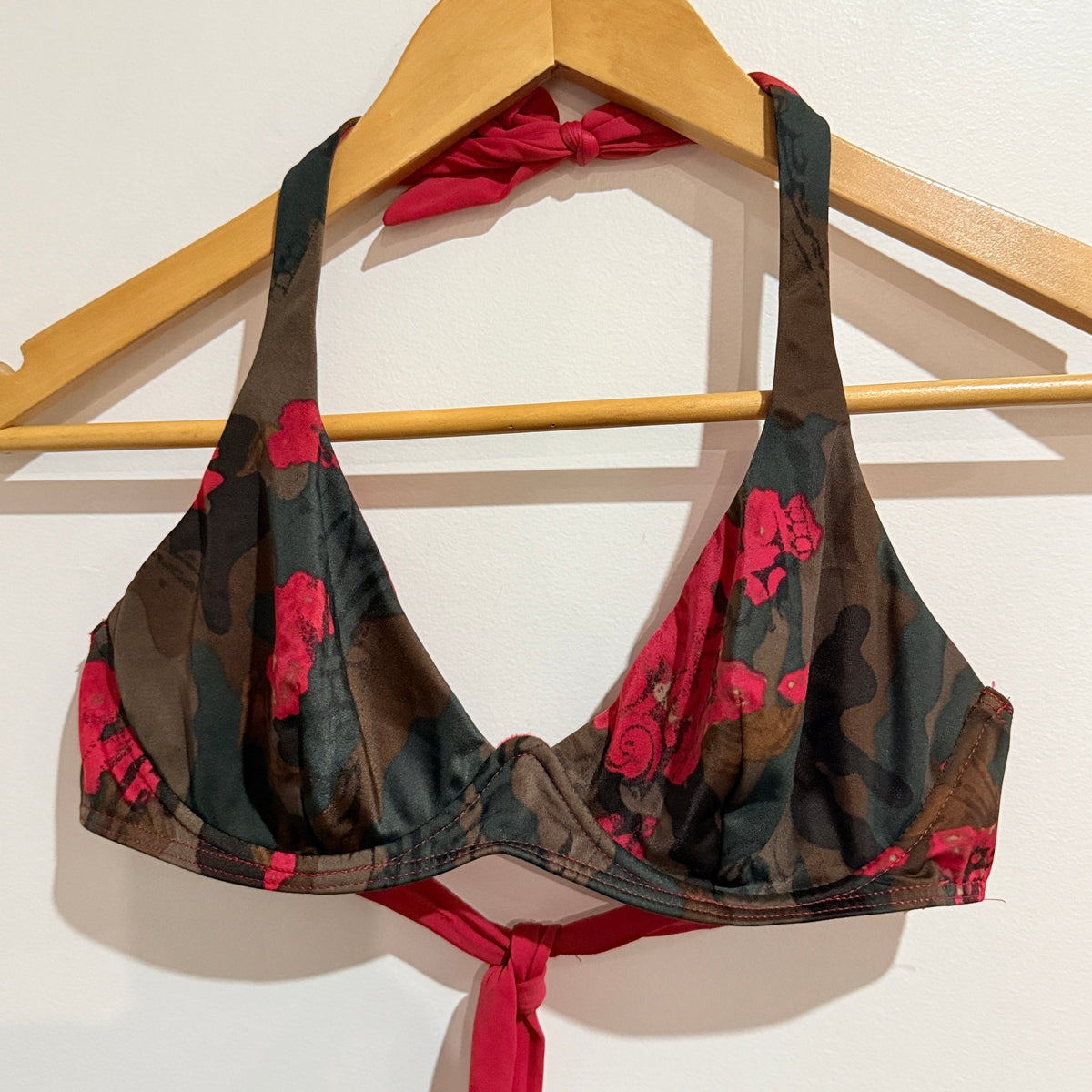 Calzedonia Camo & Red Rose Halter Bikini Set Size M