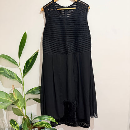 Mack XL Black Mesh Stripe Bodice Chiffon Overlay Dress