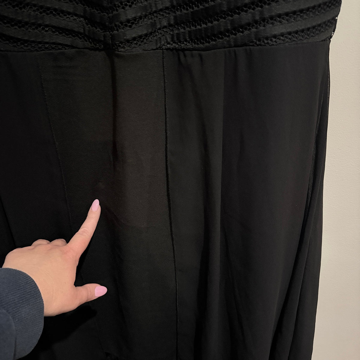 Mack XL Black Mesh Stripe Bodice Chiffon Overlay Dress