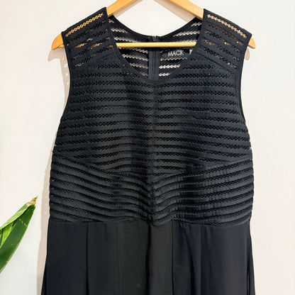 Mack XL Black Mesh Stripe Bodice Chiffon Overlay Dress