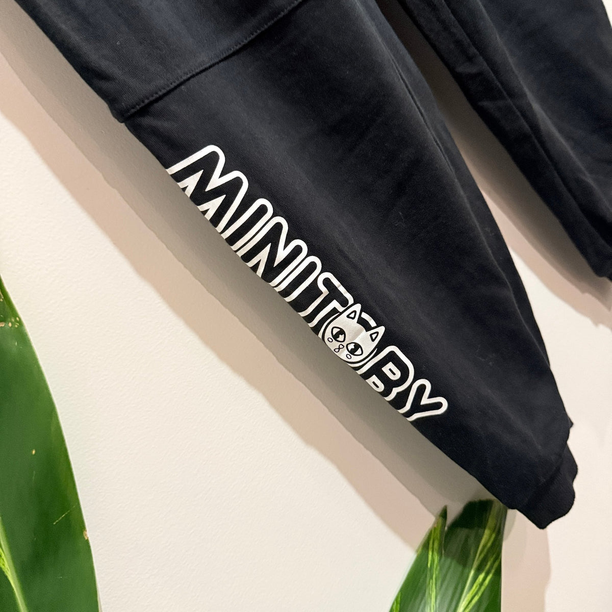 Mini Toby Black Joggers with Yellow Cargo Pocket Size M / 70cm waist