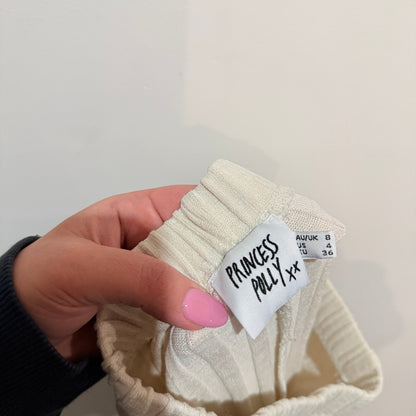 Princess Polly Cream Rib Knit Flare Pants Size 8