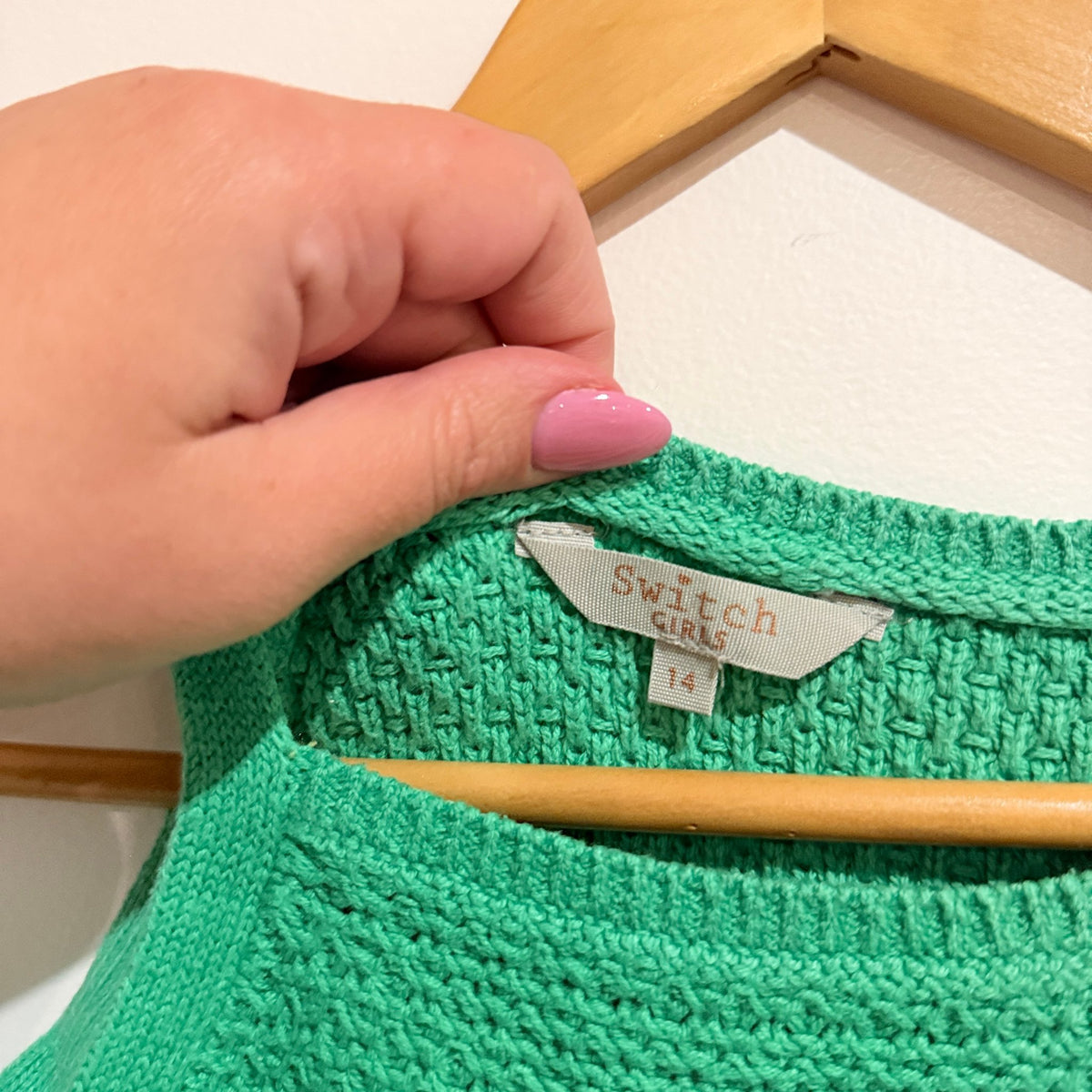 Switch Girls Green Textured Knit Tank Size 14