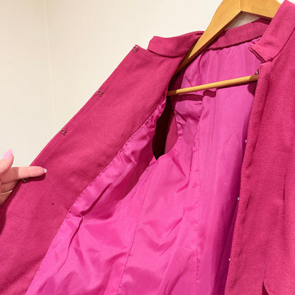 Magenta Pink Wool Look Lined Cape Jacket