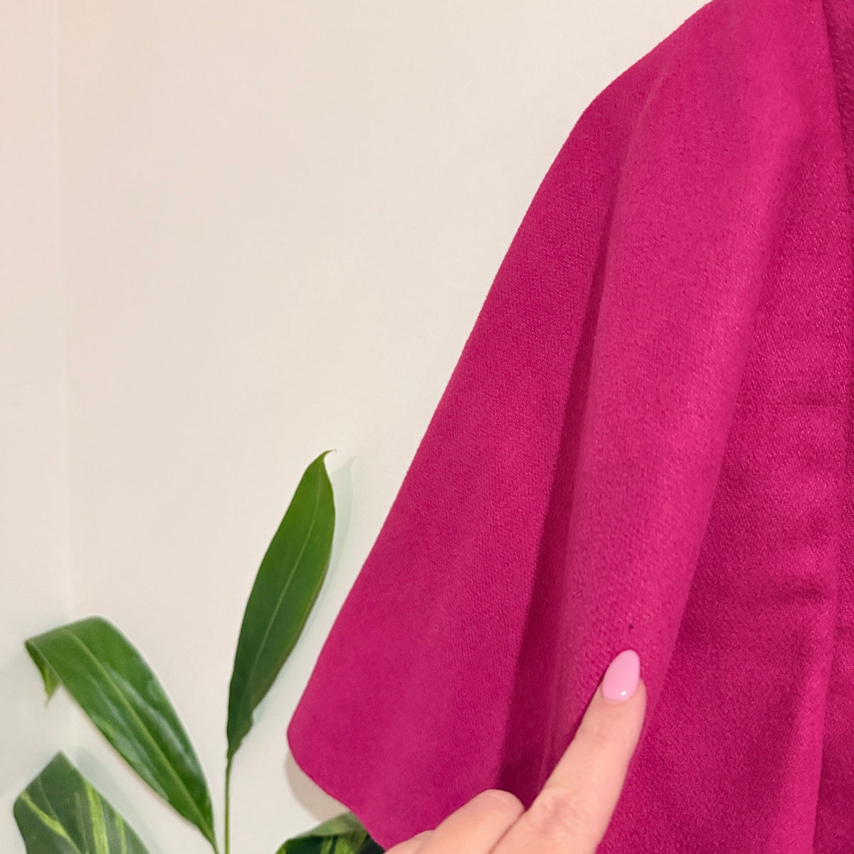 Magenta Pink Wool Look Lined Cape Jacket