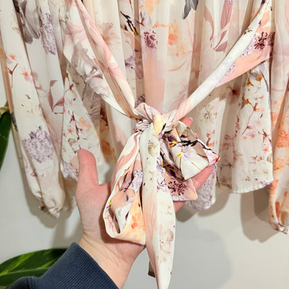 Fresh Soul Blush Floral Off Shoulder Tie Back Blouse Size 12