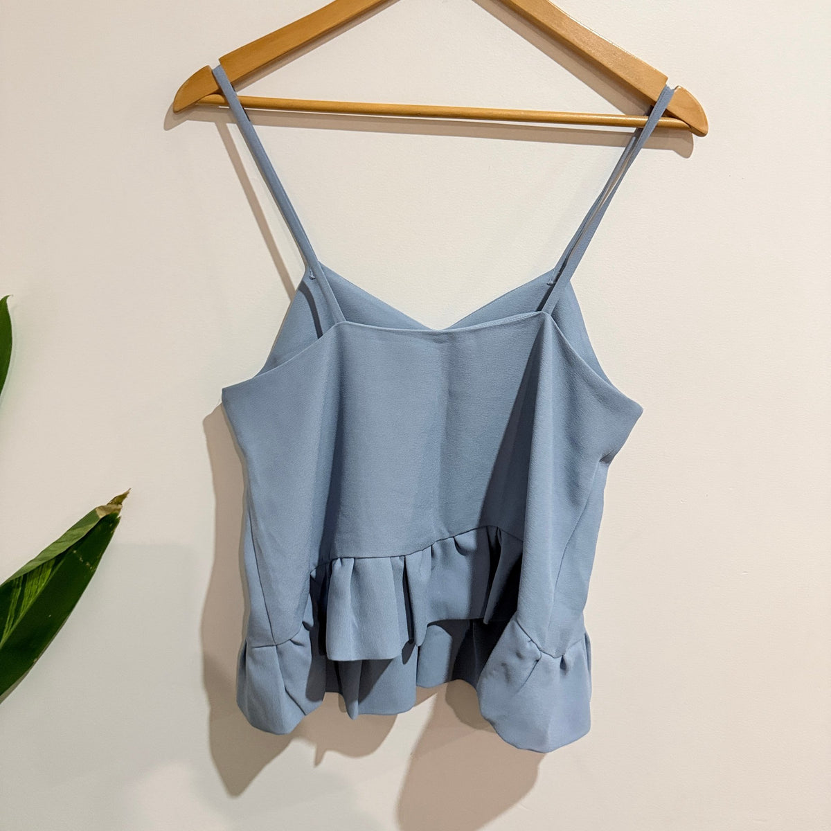 Dusty Blue Ruffle Hem Cami Top - 45cm u/arm