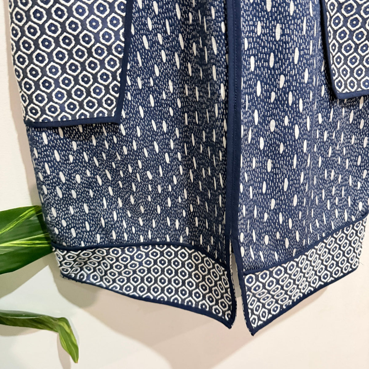 H&M Navy & White Geometric Jacquard Sleeveless Dress Size 8