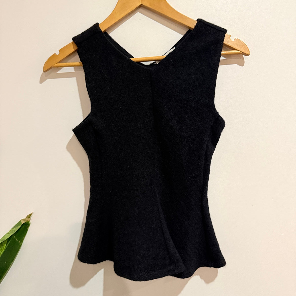 Zara Black Textured Knit Peplum Tank Size S
