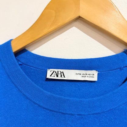 Zara Cobalt Blue Fine Knit Short Sleeve Top Size M