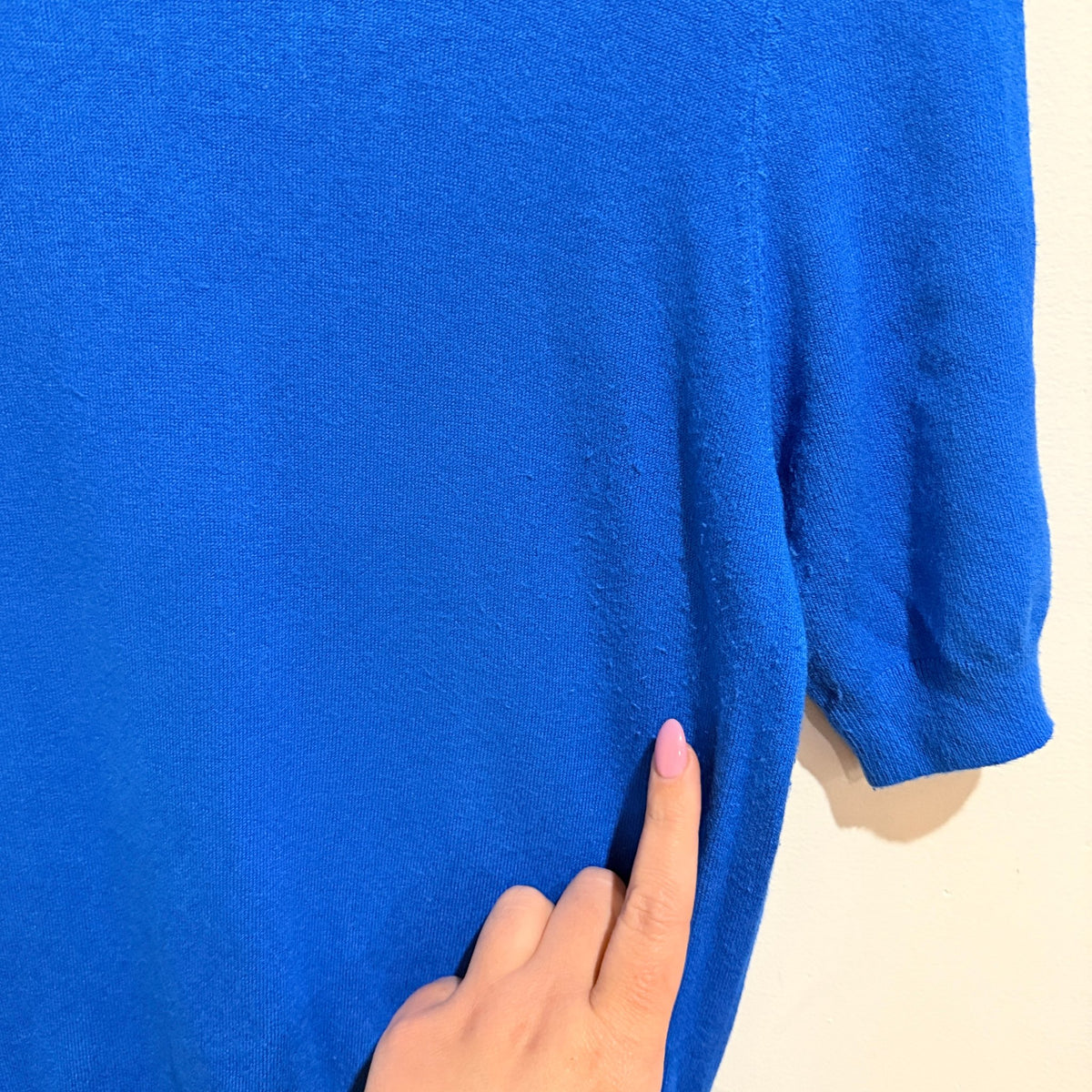 Zara Cobalt Blue Fine Knit Short Sleeve Top Size M