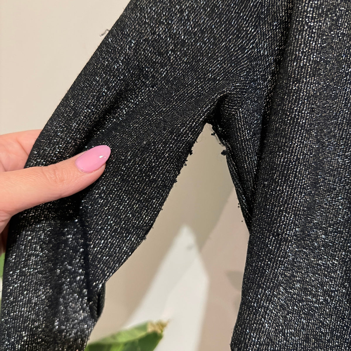 H&M Divided Navy Glitter Wrap Front Crop Top Size S