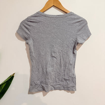 Uniqlo Grey Marl Ribbed Henley Tee Size S