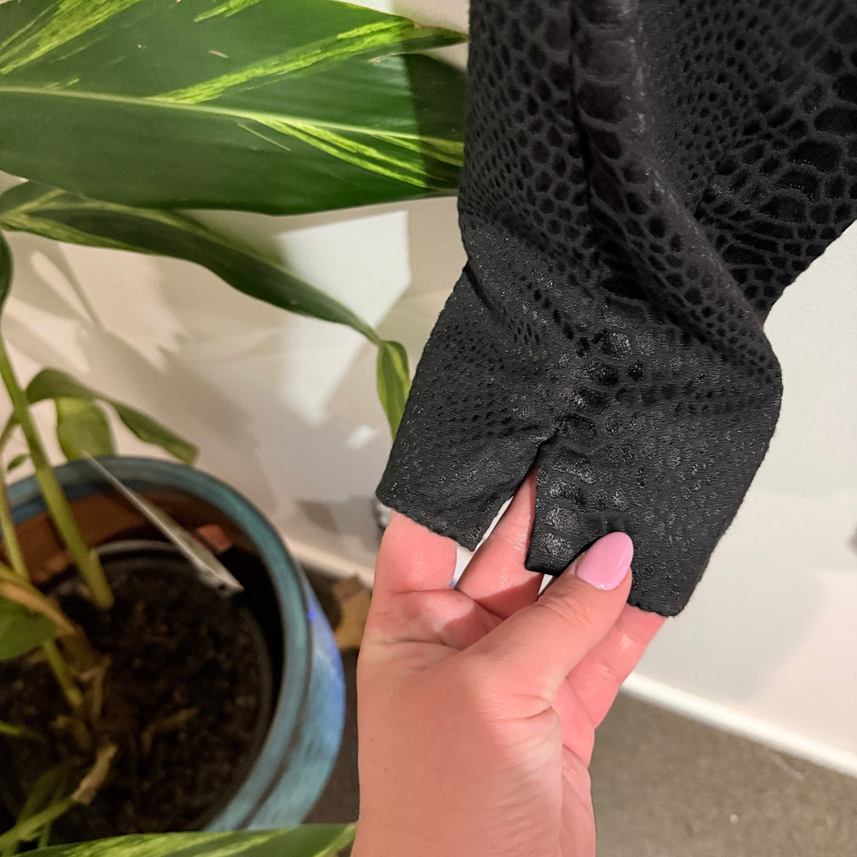 Lemon Tree Black Snakeskin Jacquard Pull On Pants Size 8