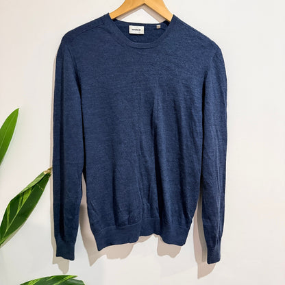 Marcs Navy Merino Wool Crew Neck Jumper Size L