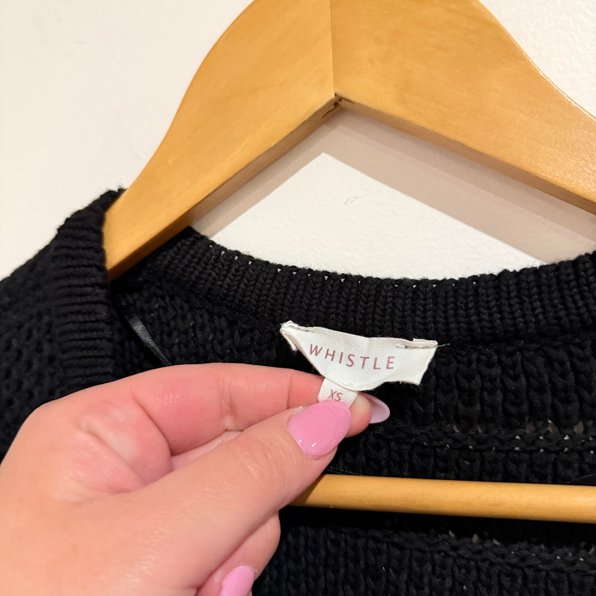 Whistle Black Open Knit Cardigan with Flap Pockets Size XS