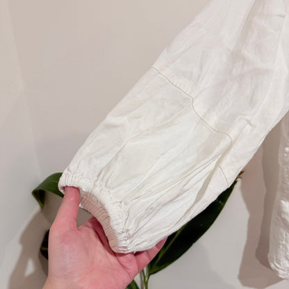 Witchery White Linen Blend Balloon Sleeve Blouse Size 12