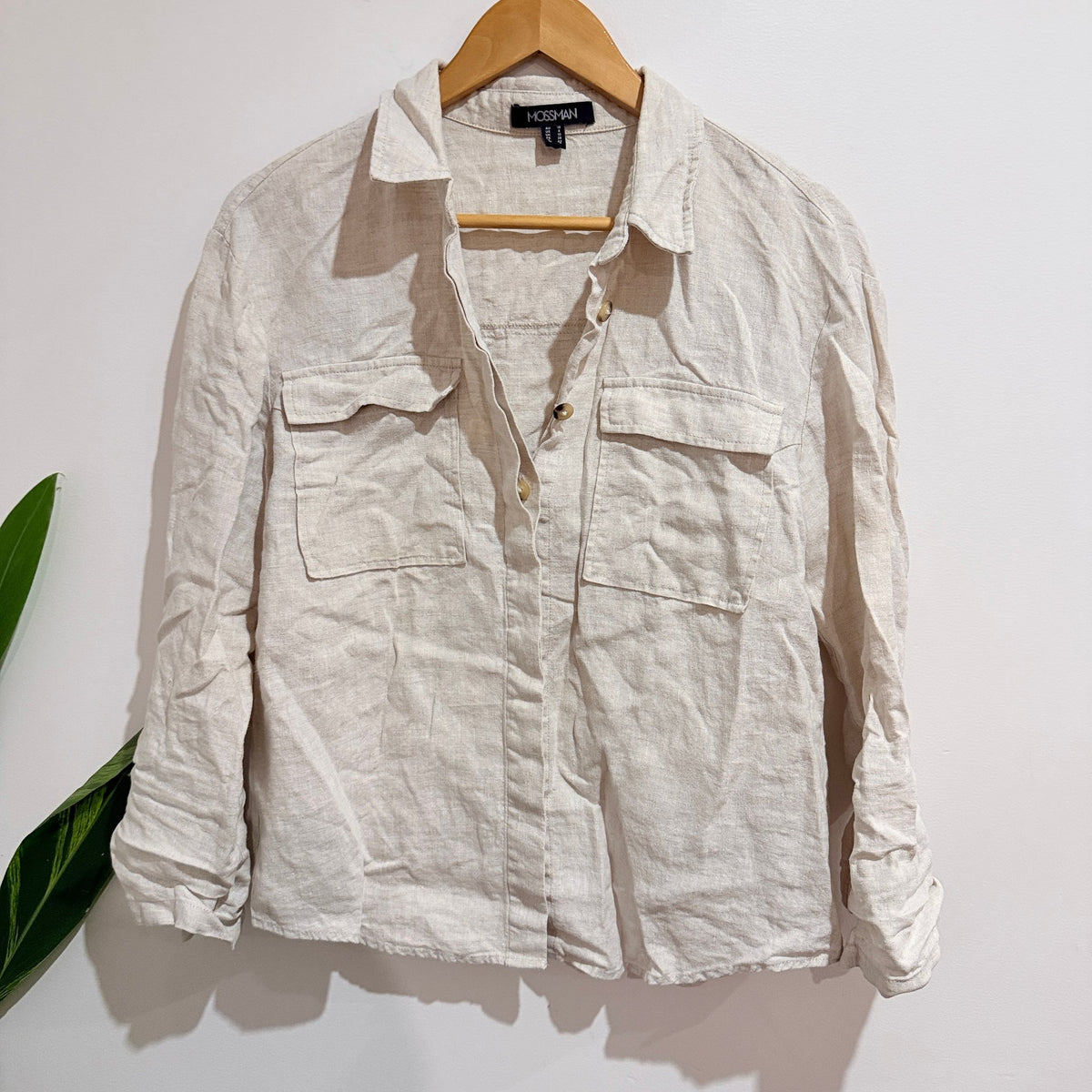 Mossman Natural Linen Utility Shirt Size 10