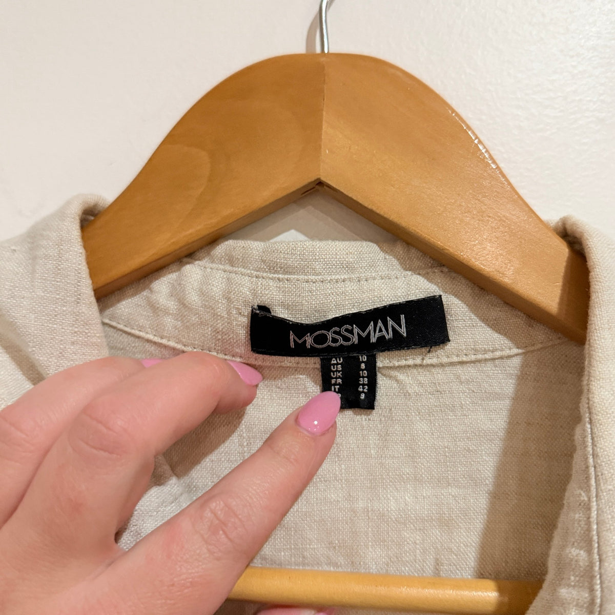 Mossman Natural Linen Utility Shirt Size 10