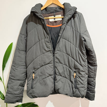 O'Neill Adventure Series Grey Hooded Puffer Jacket Size L
