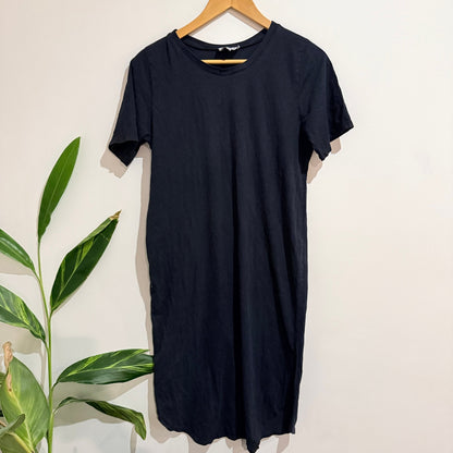 Blak Basics Black Cotton T-Shirt Midi Dress Size 10