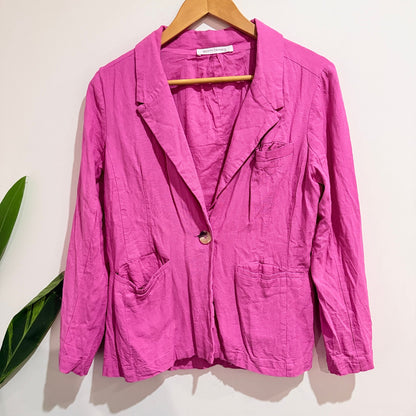 Betty Basics Pink Linen Blend Single Button Blazer Size 10