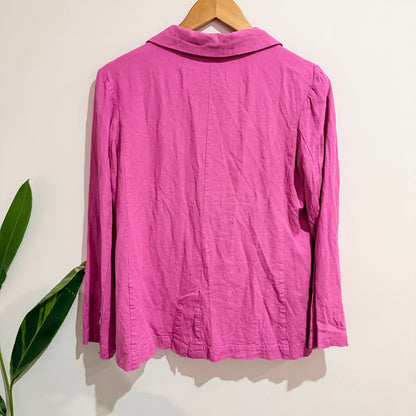 Betty Basics Pink Linen Blend Single Button Blazer Size 10