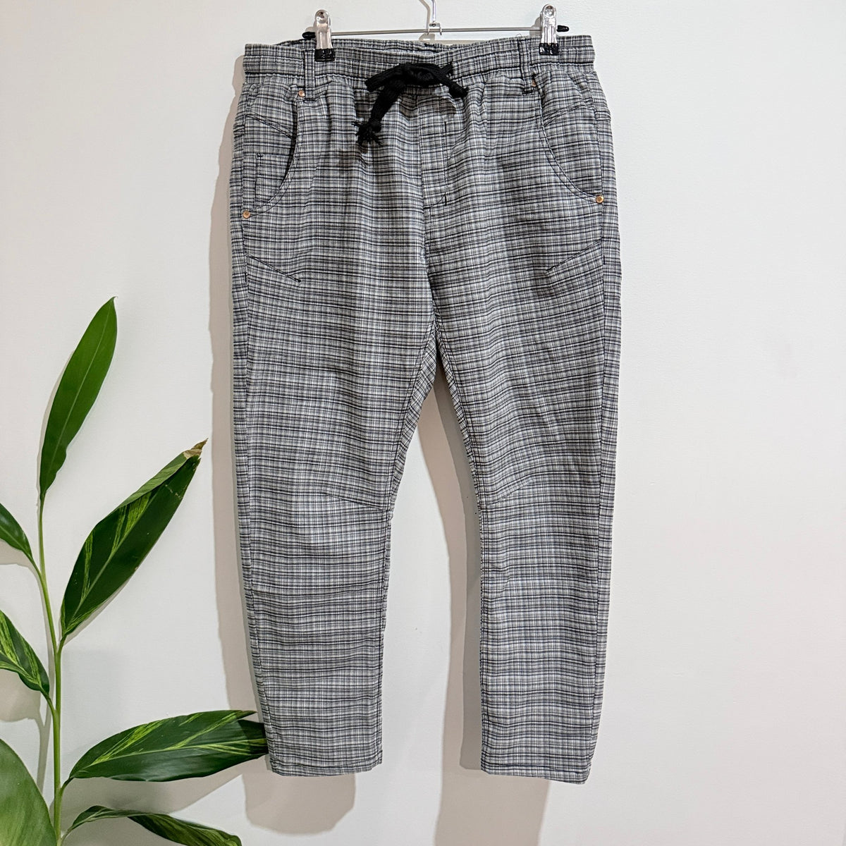Dricoper Grey Check Drawstring Pants Size 14