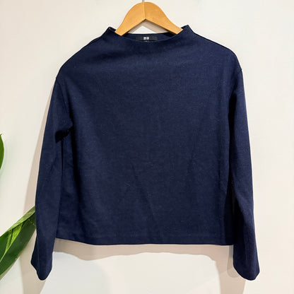Uniqlo Navy Mock Neck Long Sleeve Top Size XS