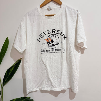 Devereux Golf White Skull Graphic Tee Size 2XL | U/Arm to U/Arm 58cm