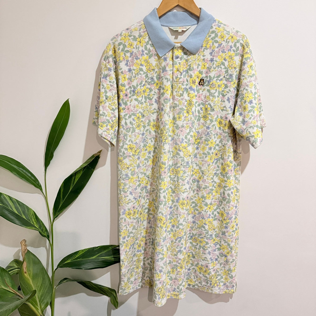 Teddy Fresh Pastel Floral Terry Polo Shirt Dress Size L/XL