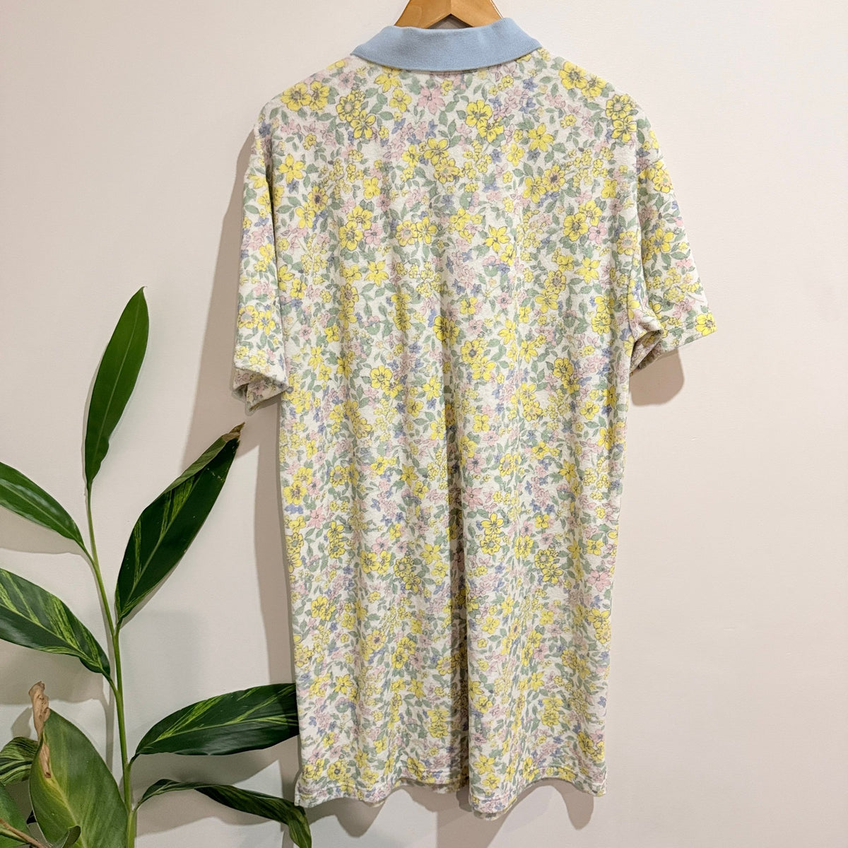 Teddy Fresh Pastel Floral Terry Polo Shirt Dress Size L/XL