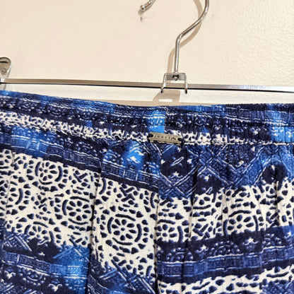 Rusty Blue Tile Print Tassel Tie Shorts Size 8
