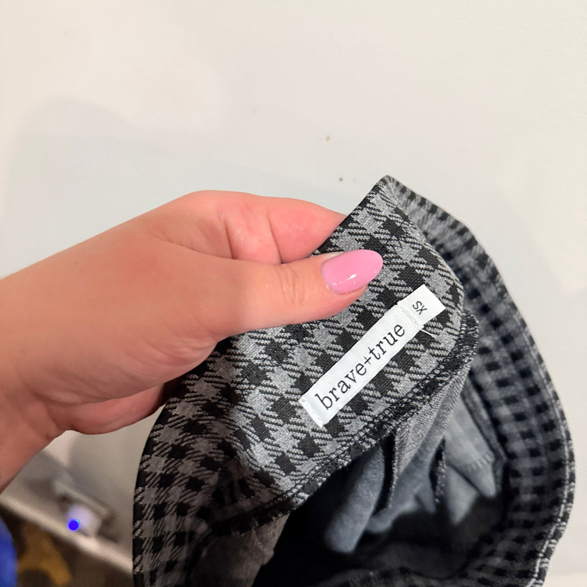 Brave+True Grey Check Pull On Pants Size XS