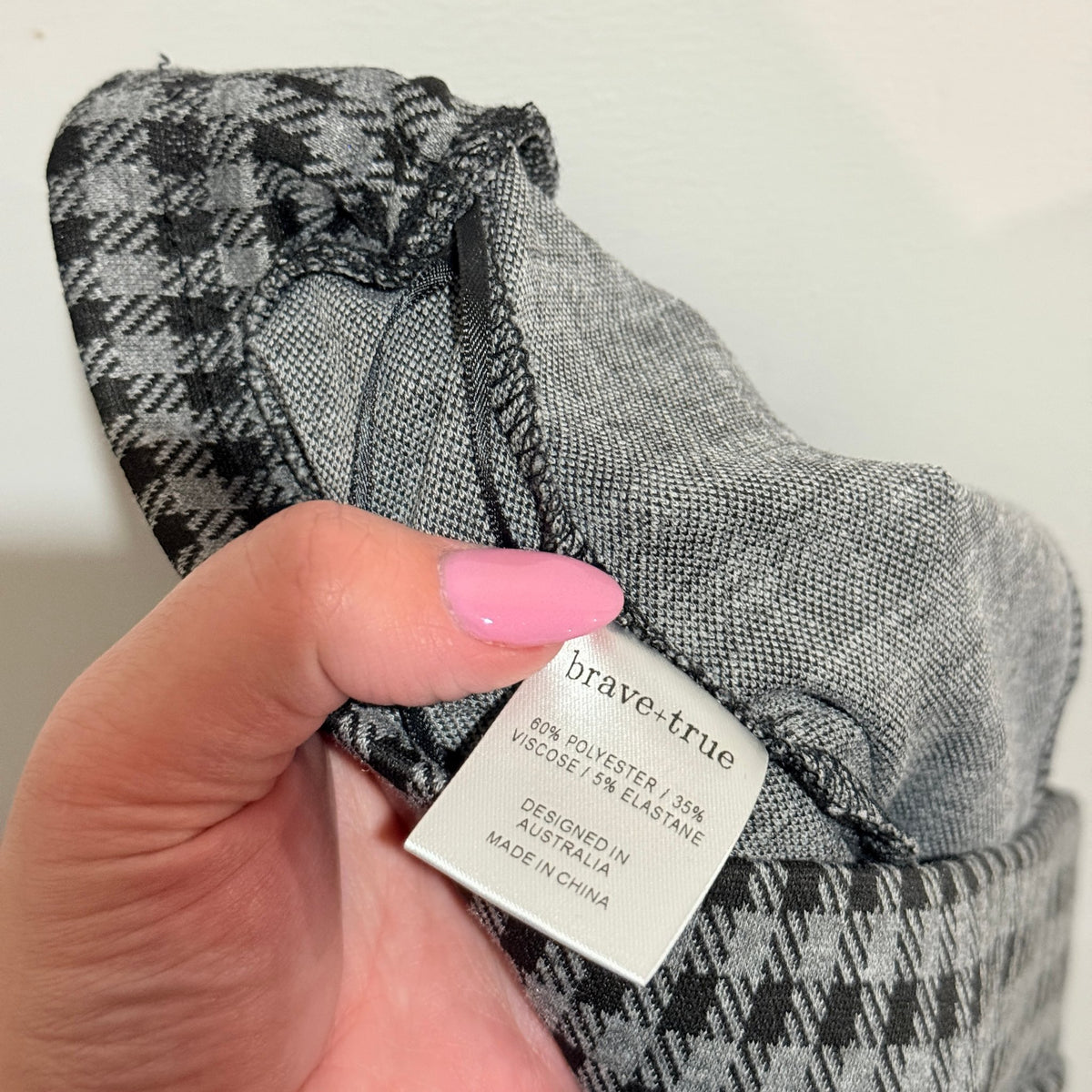 Brave+True Grey Check Pull On Pants Size XS