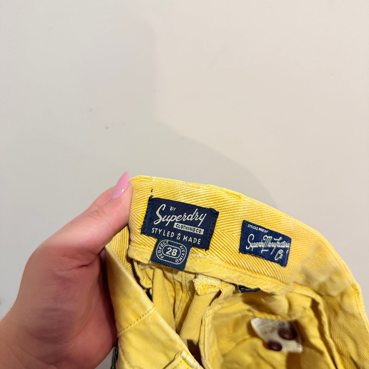 Superdry Yellow Cotton Chino Shorts Size 28