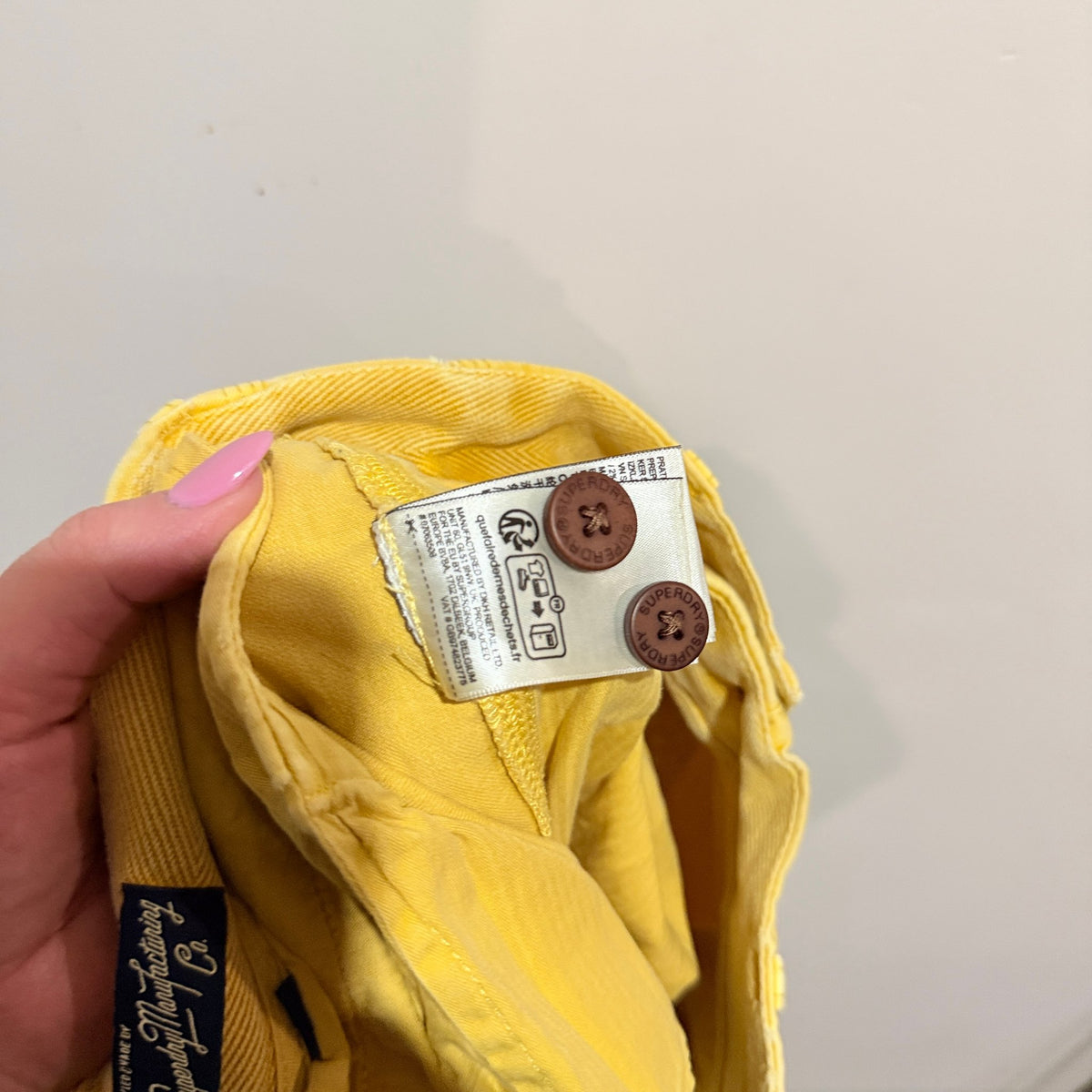 Superdry Yellow Cotton Chino Shorts Size 28