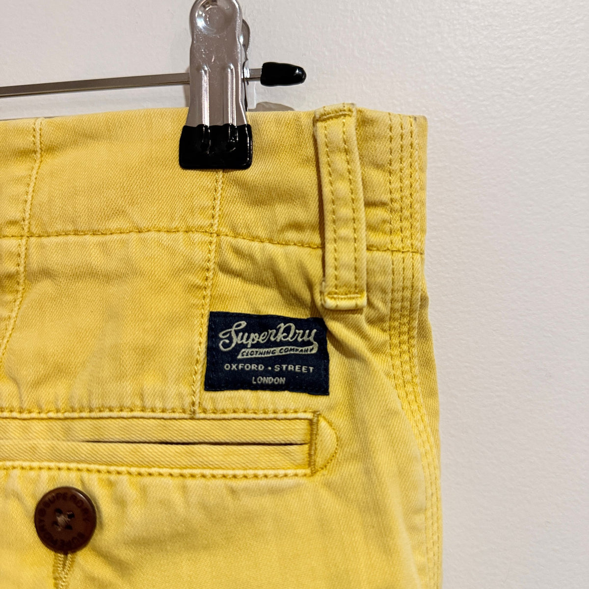 Superdry Yellow Cotton Chino Shorts Size 28