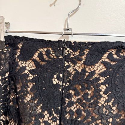 Alannah Hill Black Lace Pencil Skirt with Nude Lining Size 8