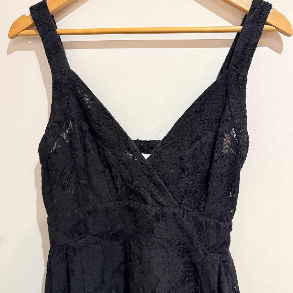Trelise Cooper Black Cotton Lace Wrap Bodice Midi Dress Size 8