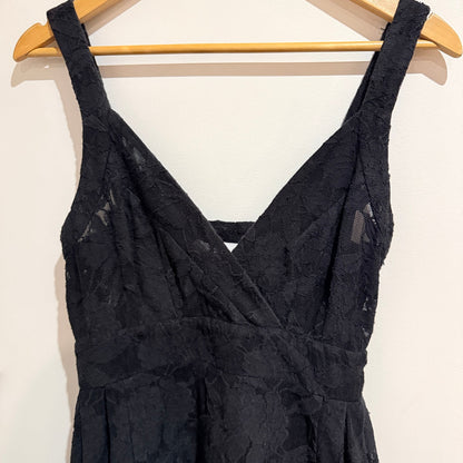 Trelise Cooper Black Cotton Lace Wrap Bodice Midi Dress Size 8